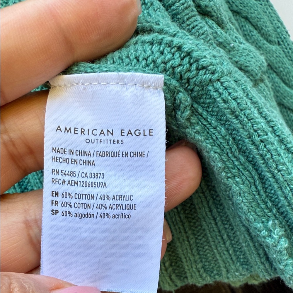 American Eagle Outfitters Green Hooded Cardigan - Picture 3 of 7